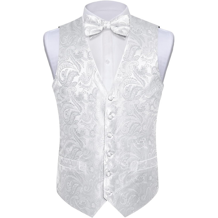 Костюмний комплект для чоловіків DiBanGu: 7-елементний набір, краватка, кравецькі шпильки, реверс-голка, підходить для ділових зустрічей (M, білий/ошатний сад)