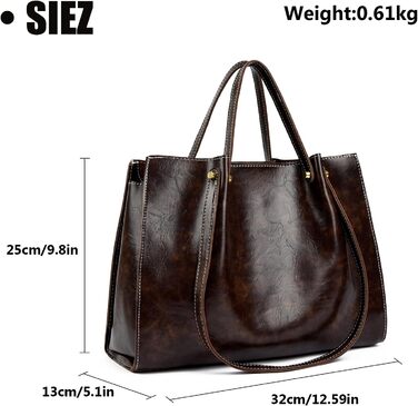 Сумка жіноча велика елегантна через плече PU шкіра Shopper Bag для роботи, школи, офісу, повсякденна (Коричнева)