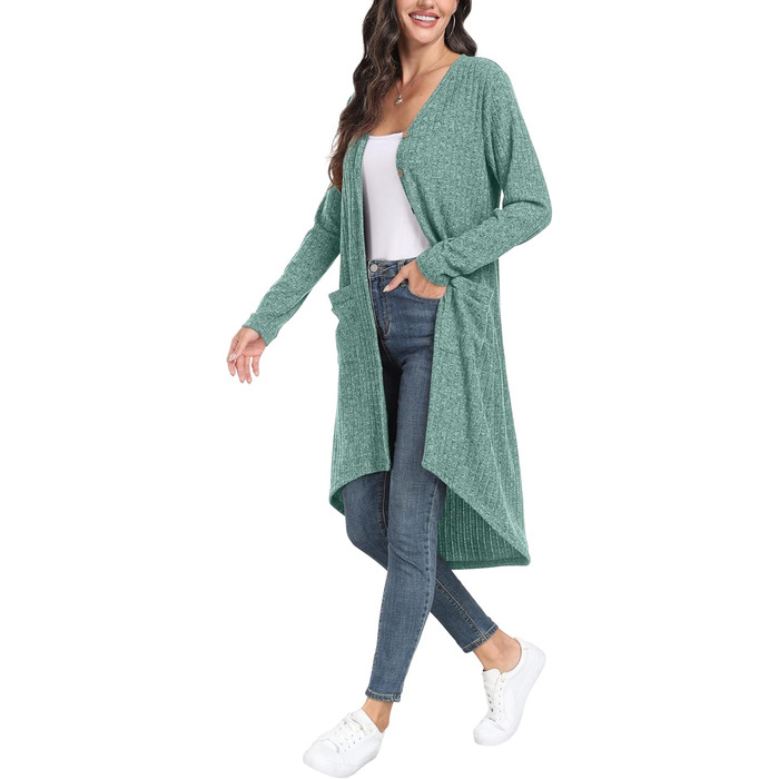 Жакети GRECEREE для жінок: кардиган з V-подібним вирізом, літній, з ґудзиками (XL, блакитний/зелений)