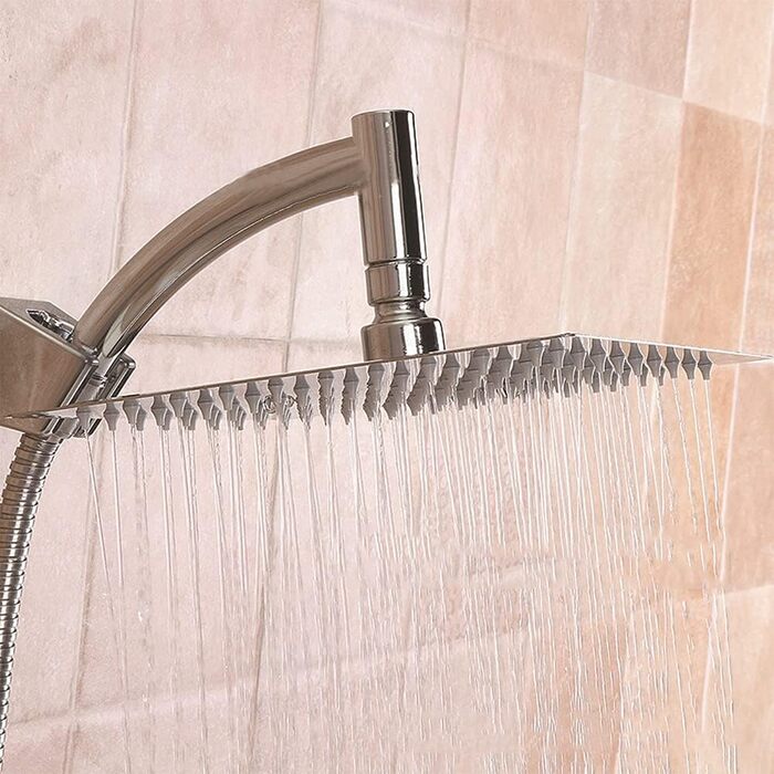 POHOVE Shower Head with Hose, Spray Patterns Shower Sprayer with Hose 1.5m, 360 Degree Adjustable Large Shower Head Handheld Shower, Rain Shower Head, Universal Shower Sprayer for Bathing and Spa (Size: 8inch)