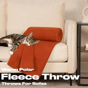 Плед DREAMSCENE з флісу, теплий та м'який, 120 x 150 см, колір охра