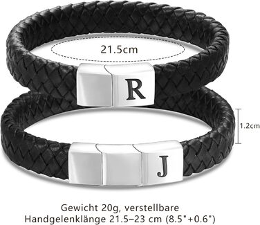 Чоловічий шкіряний браслет Lederarmband з гравіюванням літер A-Z, магнітний замок, персоналізований браслет для чоловіків, подарунок (Чорний-Y)