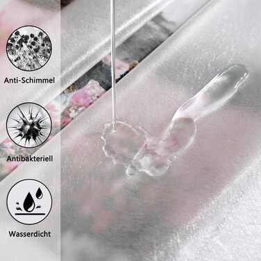 Шторка для душу AooHome 180x200 см, прозора, біла, з 5 магнітними важестями, 12 гачками, з рельєфним малюнком, водовідштовхувальна, антигрибкова, для ванни, для ванної кімнати