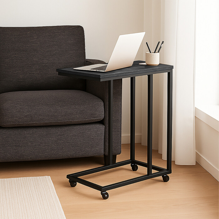 Relaxdays C-Shaped Side Table with Wheels