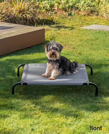 Dog bed made of Textilene fabric, (L) 100 x 76 cm, (L 75 x W 47 x H 15 cm, Grey)