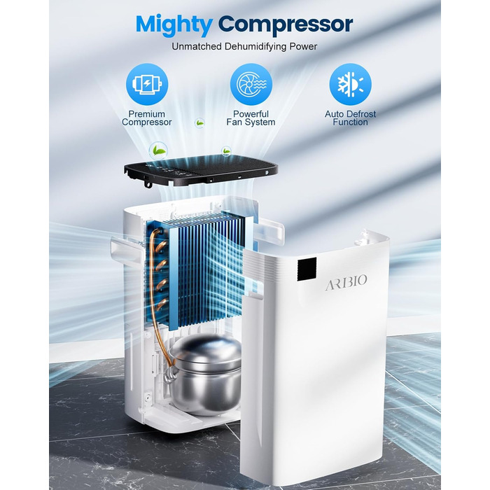 Електричний осушувач повітря 20л/день, потужний, з LED-дисплеєм, для сушіння білизни, з гофрованим шлангом, таймером та авторозморожуванням, для квартир, ванних кімнат, підвалів (20L-D)