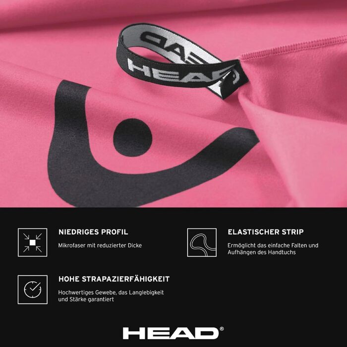 Рушник для спорту та басейну Osama Home Head Active з гумкою, комплект, 60x110 см, рожевий
