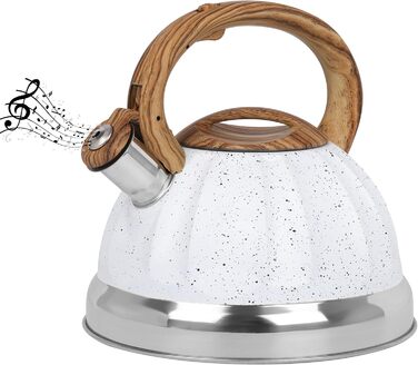 Чайник Belle Vous 3L з текстурованою поверхнею для плити/індукції - нержавіюча сталь, чайник для чаю/кави