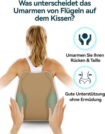 Подушка для спини Ergonomisches RückenKissen Travel Ease з Memory Foam для офісного крісла, з антистатичним, приємним до шкіри чохлом для комфортної посадки (Хакі)