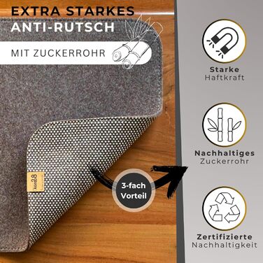 Підкладка на стіл Kontor28® з фетру 80x37.5 см, сіра (меланж) - Made in Germany. Антиковзка, миється, з переробленого PET-фетру.