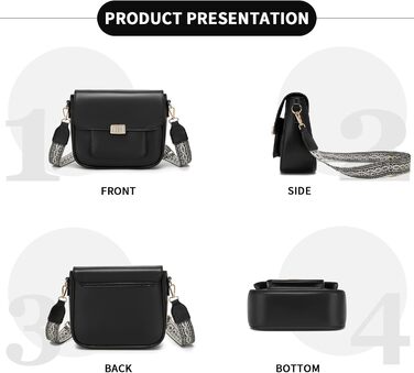 Сумка жіноча Miss Lulu середнього розміру через плече, екошкіра та замша, вінтажний стиль, чорна (2513)