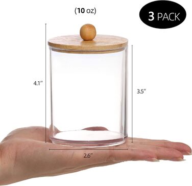 Набір контейнерів для ватних паличок, кульок та дисків Tbestmax (3 шт.) з дерев'яними кришками