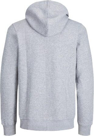 Чоловіча толстовка-худі на блискавці JACK & JONES однотонна, світло-сіра (Light Grey Melange), розмір S