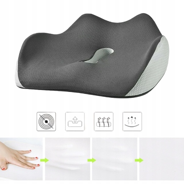Ортопедична подушка для сидіння з ефектом пам'яті (Memory Foam) — зменшує тиск, для офісу, дому та авто