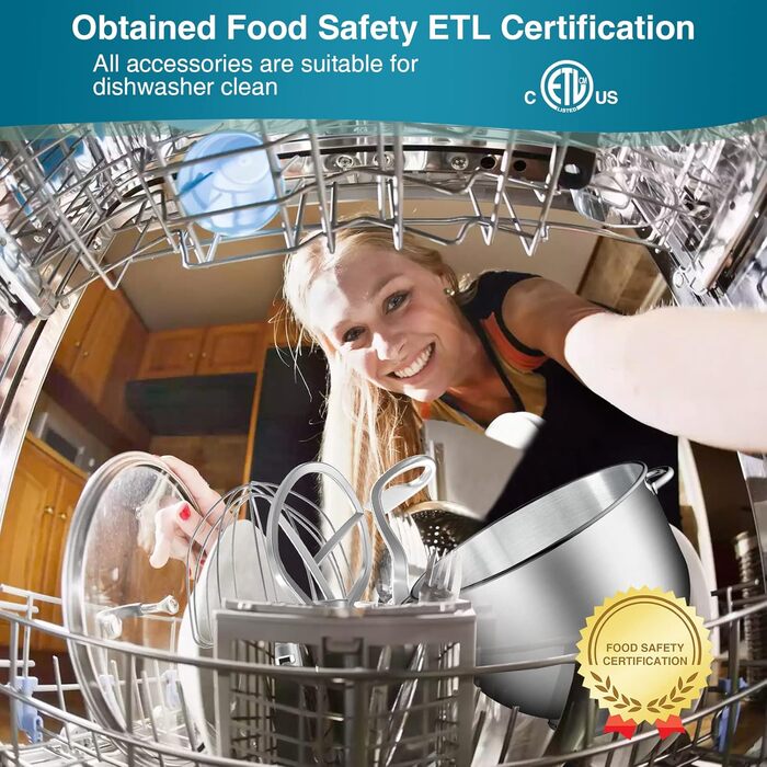 Кухонна машина (планетарний міксер) 1500W з чашею 7л з нержавіючої сталі, 6 швидкостей + імпульсний режим, набір насадок (гак, вінчик, міксер), колір: синій