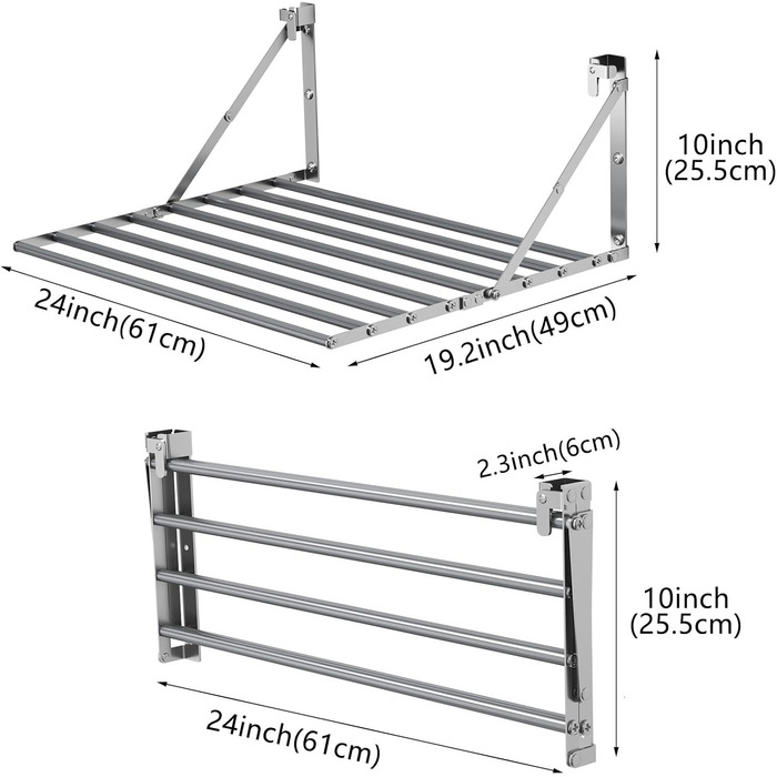 Настінна сушарка для білизни Innotic - розкладний, вологостійкий, сірий, 60 см