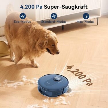 Робот-пилосос Proscenic Q10 з функцією миття підлоги, 8000Pa, 200 хвилин роботи, лазерна навігація, керування через додаток, Siri, Alexa, Apple Watch, для підлоги та килимів (блакитний)