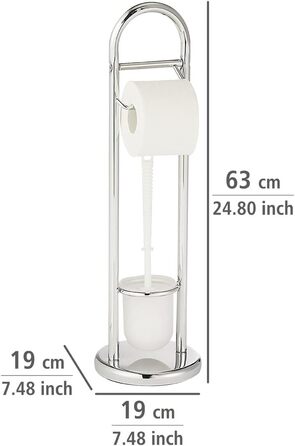 Набір для туалету WENKO Siena: підставка для туалетного паперу та щітки, сталева, білий глянцевий (19 x 63 см)