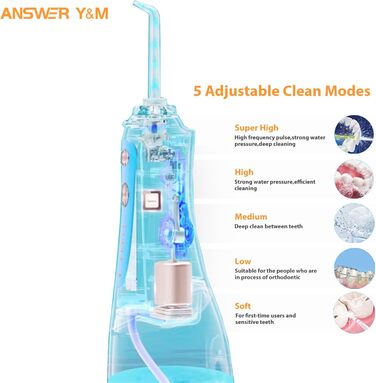 Іригатор для порожнини рота Munddusche: 5 режимів, бездротовий, IPX7, для щоденної гігієни, 300 мл