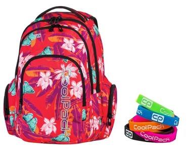 Багатовідсіковий шкільний рюкзак CoolPack, червоний, багатоколірний, 28 л