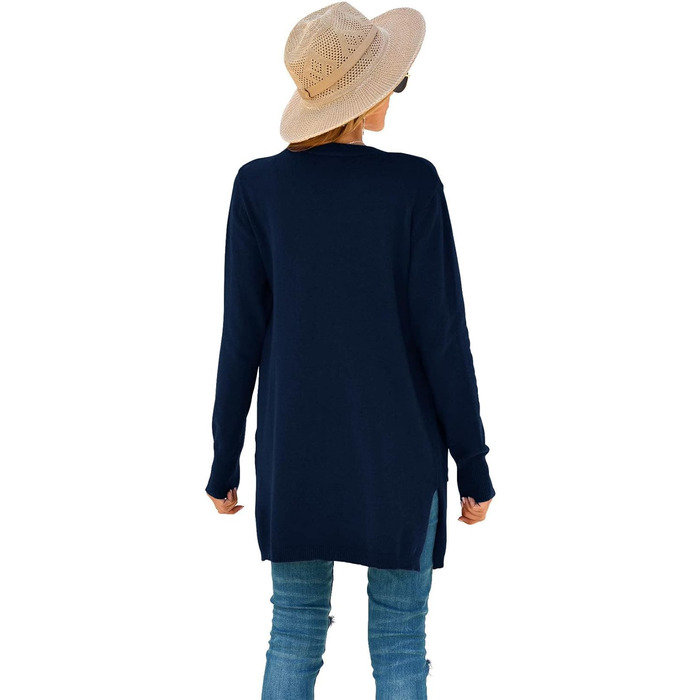 Кардиган жіночий Saodiallsu з довгим рукавом, однотонний, з кишенею (темно-синій, L)