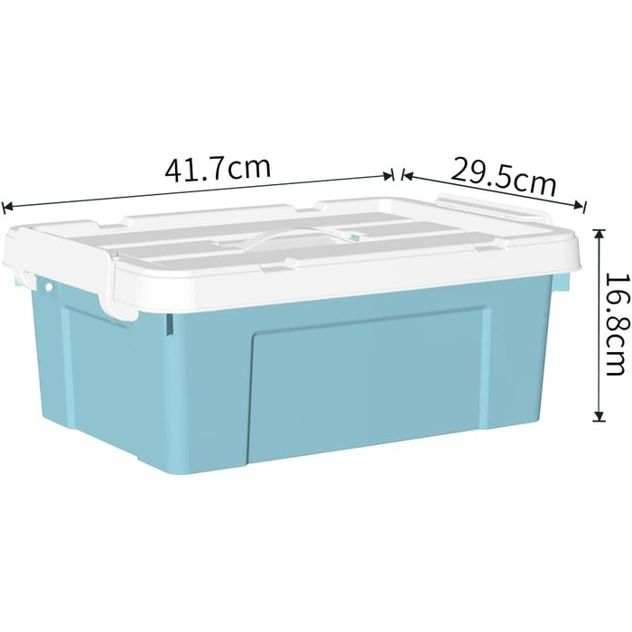 Cetomo 65 l x 6 Plastic Storage Box, Tote Bag, Organizer Container with Sturdy Lid and Secure Locking Buckles, Stackable and Nestable, 6 Pieces, Blue with Buckle (15L*6)