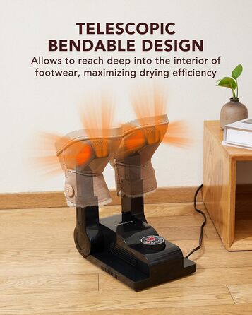 FORLIM Shoe Dryer Adjustable Temperature, with 24-Hour Delay Timer, Portable Glove Dryer and Boot Warmer, Automatic Shut-Off Timer, Foldable Design