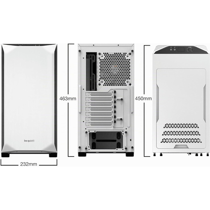 Корпус для ПК be quiet! Pure Base 500 White, 2x 140мм вентилятори Pure Wings 2, підтримка радіаторів до 360мм, білий