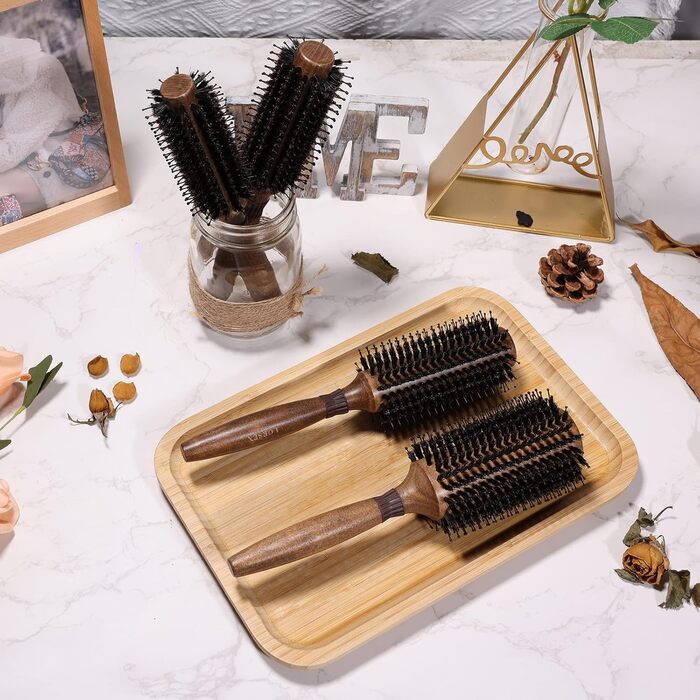 Кругла щітка для розчісування та укладання волосся з щетиною дикого кабана та нейлону, професійна щітка для створення локонів (діаметр 40/70 мм)