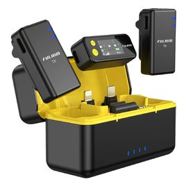 Мікрофон FULAIM X6S: Бездротовий петличний мікрофон з AI шумозаглушенням для iPhone, камер та відеозйомки. 48 кГц/24 біт, з кейсом для зарядки та зберігання.
