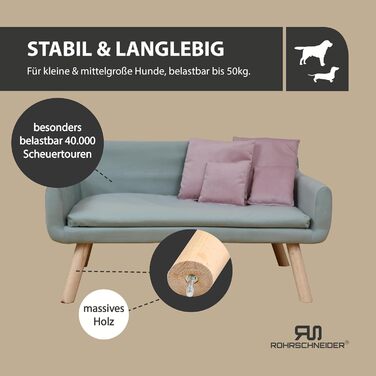 Софа для собак Rohrschneider Chicago | Миється, для собак маленьких та середніх порід | Макс. вага 50 кг | Зручна, Made in EU | 103x57x50 см | Сумка для відходів (Блакитна)