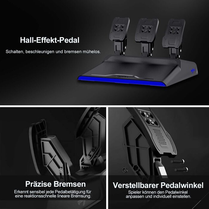 PXN V99 Формульний кермо для гонок на ПК, Xbox One, Xbox Series X/S, PS4 з Force Feedback 3.2 Nm, педалі з перемиканням передач та Hall-ефектом