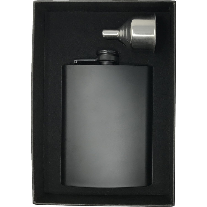 Фляга з нержавіючої сталі IDALIO, 24 cl, чорна матова, з воронкою, без витоку, у чорному боксі, для чоловіків та жінок