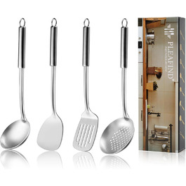 Набір кухонного приладдя Pleafind 4 шт. з нержавіючої сталі (304) - ложка, шумовка, лопатка, ложка для супу