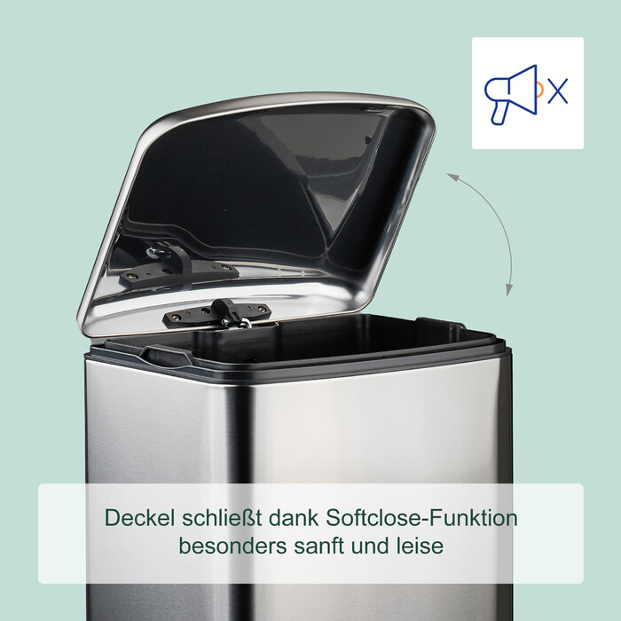 Relaxdays Kitchen Trash Can 30 Liter with Trash Bags