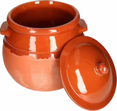 MamboCat Casserole Pot with Lid | One-Pot Meal | 4.5 Liters | Mediterranean | Unique Handmade | Partially Glazed | Antique/Vintage | Medieval | Viking