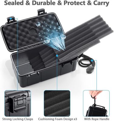 Зігеренний гумодор для подорожей - валіза з диском для зволоження, водонепроникний, повітряний, міцний та неспритний - місце для до 5 сигар, портативна сигарна коробка, подарунок для чоловіків (великий)