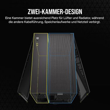 Корпус для ПК CORSAIR 2500D Airflow mATX: Чорний, 2-камерний, для водяного охолодження, сумісний з материнськими платами з реверсивним підключенням