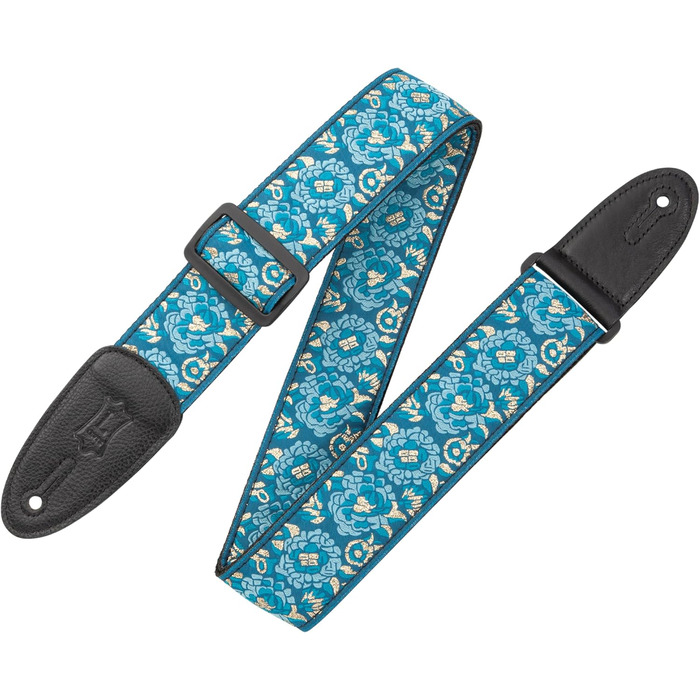 Гітарний ремінь Levy's Leathers M8AS-BLU з дзеркальним малюнком, синій