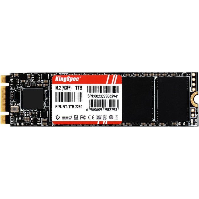 KingSpec 1TB M.2 SSD 2280: Внутрішній SSD-накопичувач SATA III 6Gb/s для ПК та ноутбука (швидкість читання/запису до 580/520 МБ/с)
