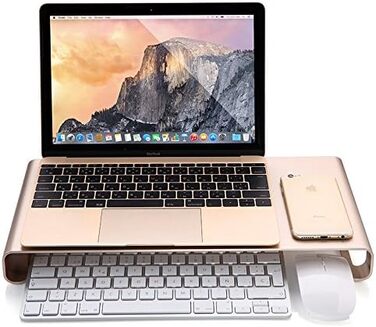 Підставка для монітора з 4 USB, алюмінієва, золота, для iMac, MacBook, ноутбуків і ПК