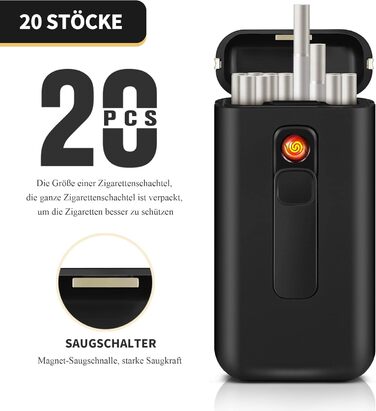 Електронне табакерне аксесуар Lafagiet XL666: кейс для сигарет з запальничкою, LED-дисплей, 18 шт. King Size, подарунок для чоловіків