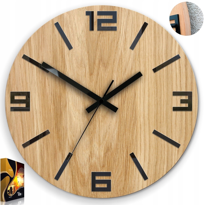 Настінний годинник ModernClock, чорний, 33 см