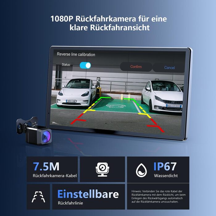 Портативна автомагнітола Krunia 8'' з Apple CarPlay і Android Auto, 1440x900 HD-дисплей, магнітне кріплення, OTA-оновлення, камера заднього виду, Bluetooth, голосове керування, GPS-навігація