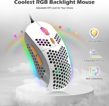 ZIYOU LANG Комплект ігрової клавіатури та миші з USB-C кабелем T60 Pro - 60% механічна клавіатура UK Layout (QWERTY), миша 6400DPI RGB, для PC/Mac