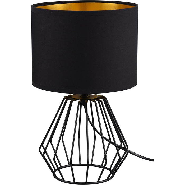 Торшер Reality Leuchten Chuck R50931002: металевий, чорний матовий, з чорним абажуром, цоколь E14, чорний/золотистий