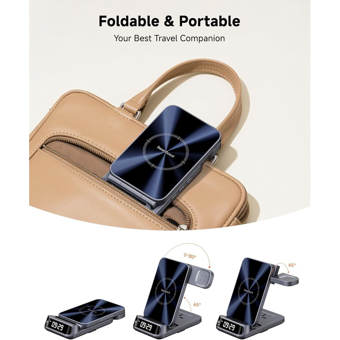 Бездротовий зарядний пристрій 3-в-1 для Fitbit, iPhone, Samsung, AirPods, SwanScout 708FB (без адаптера)