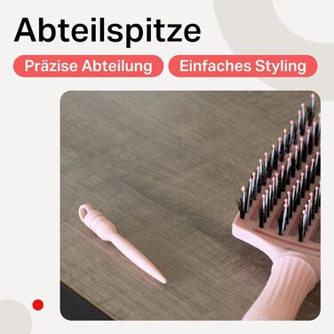 Щітка для волосся Olivia Garden Care Iconic з щетиною кабана та нейлону - для блиску та гладкого укладання (Пастельно-рожевий, Large)