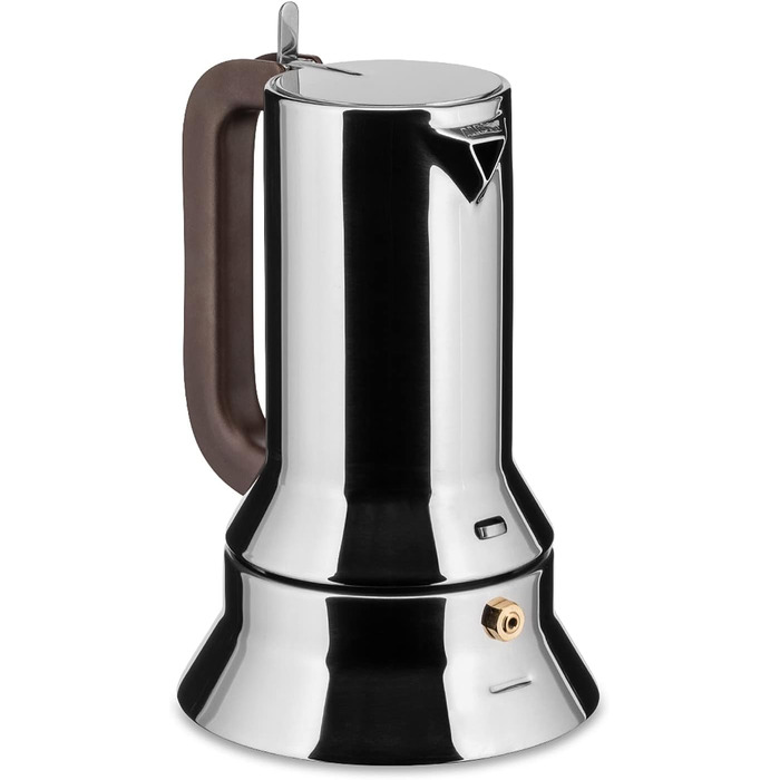 Alessi Espresso Machine, 3 Cups, for Induction, Stainless Steel, Silver, 7 x 11.5 x 14 cm, 9090/3, 7 x 11.5 x 14 cm Single