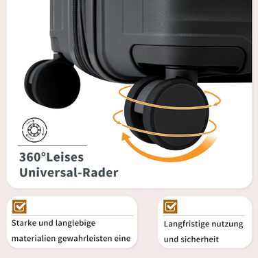 Набір валіз Merax TSA-Schloß 3 шт. (M-L-XL) з телескопічним ручками та 4 колесами, чорний. Валізи ручної поклажі, PP-матеріал, з TSA-замком.